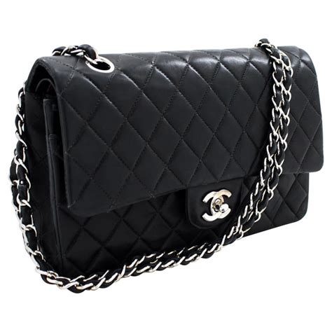 silver chanel handbag|chanel bag black and silver.